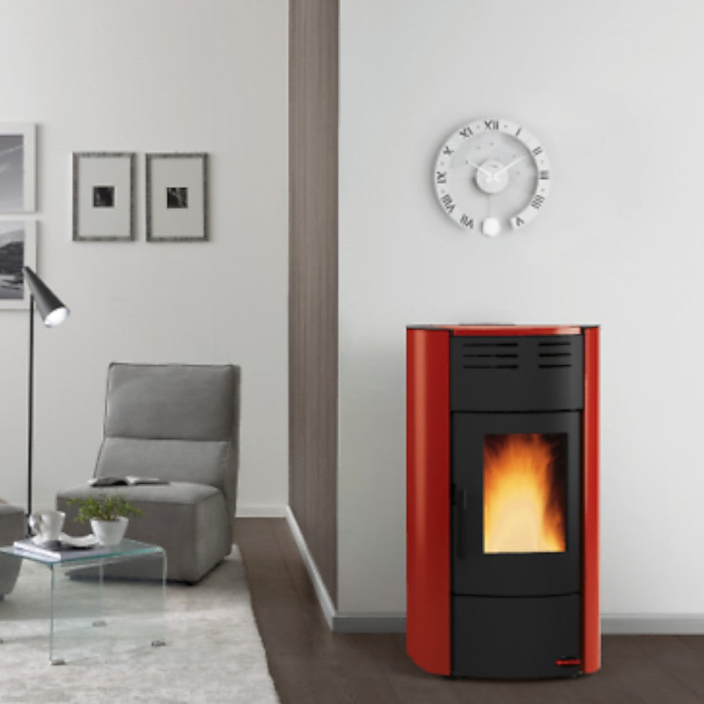 Termo stufa a pellet 18,8Kw in ghisa 63,3x62,6xH117,60 cm Bordeaux Raffaella idro Nordica
