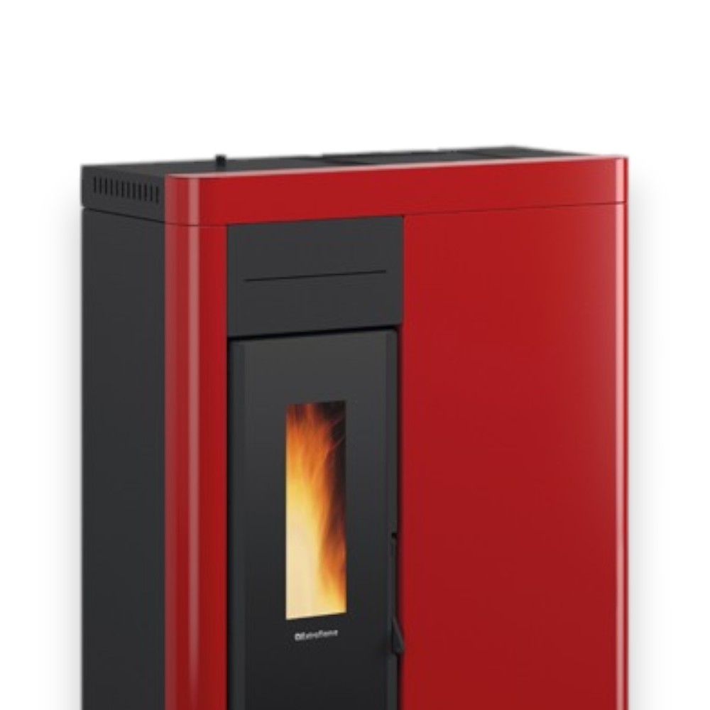 Stufa termostufa a pellet ermetica e stagna in ghisa 14.5 Kw bordeaux 79,3x38,4xH110,5 cm Virna idro Nordica