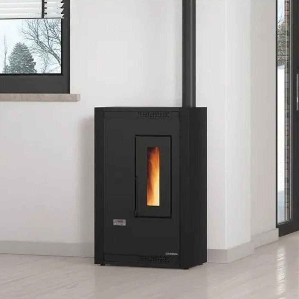 Stufa a pellet 8 Kw in ghisa nera 75x35.2xH107.7 cm Marilena plus Nordica