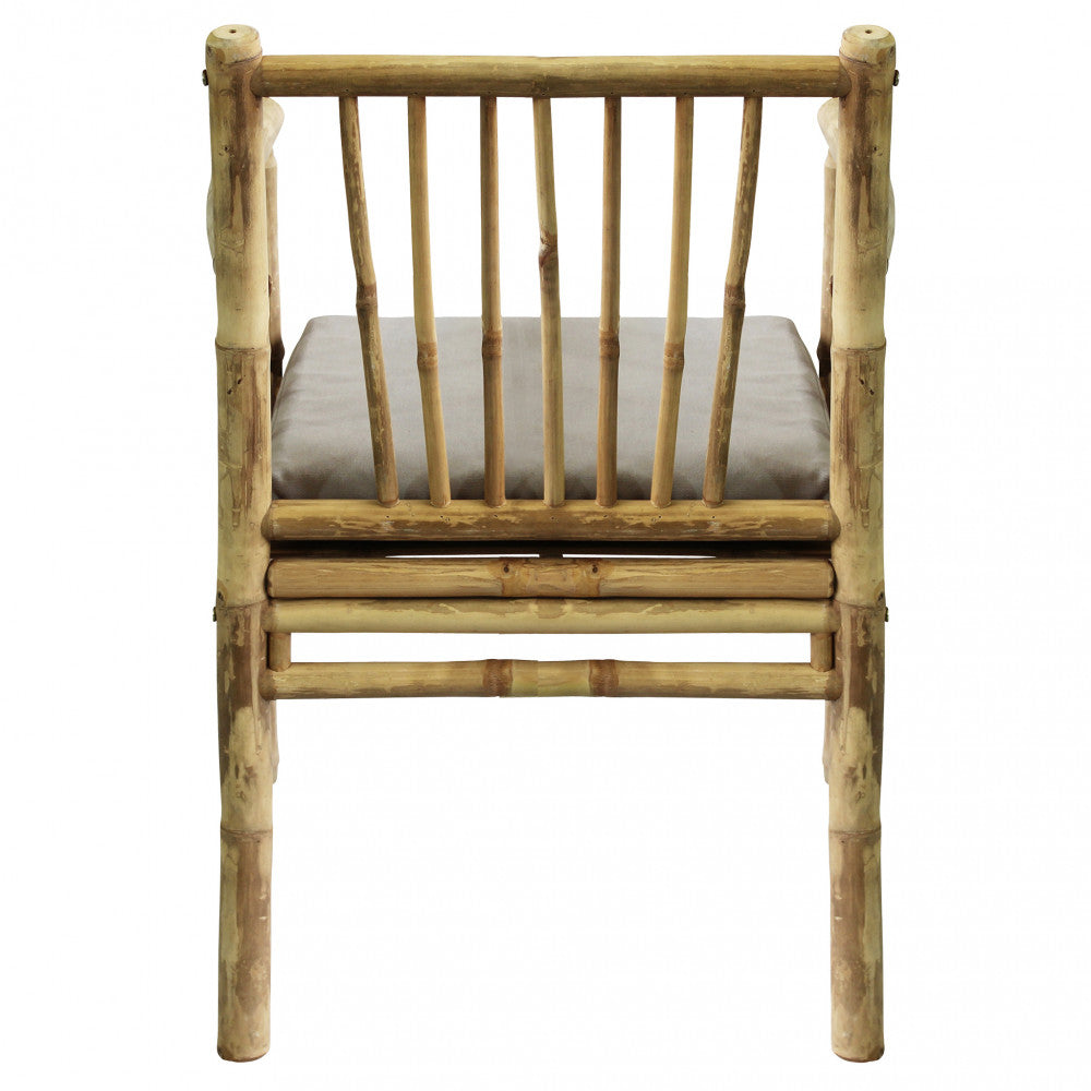 Poltrona sedia da esterno con cuscino imbottito e struttura in bamboo Capri