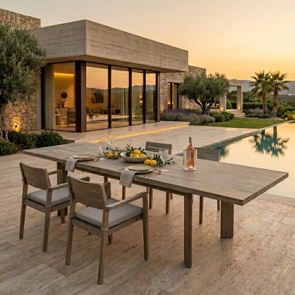 Tavolo allungabile estensibile 200/300x100xH75 cm in legno teak Benar