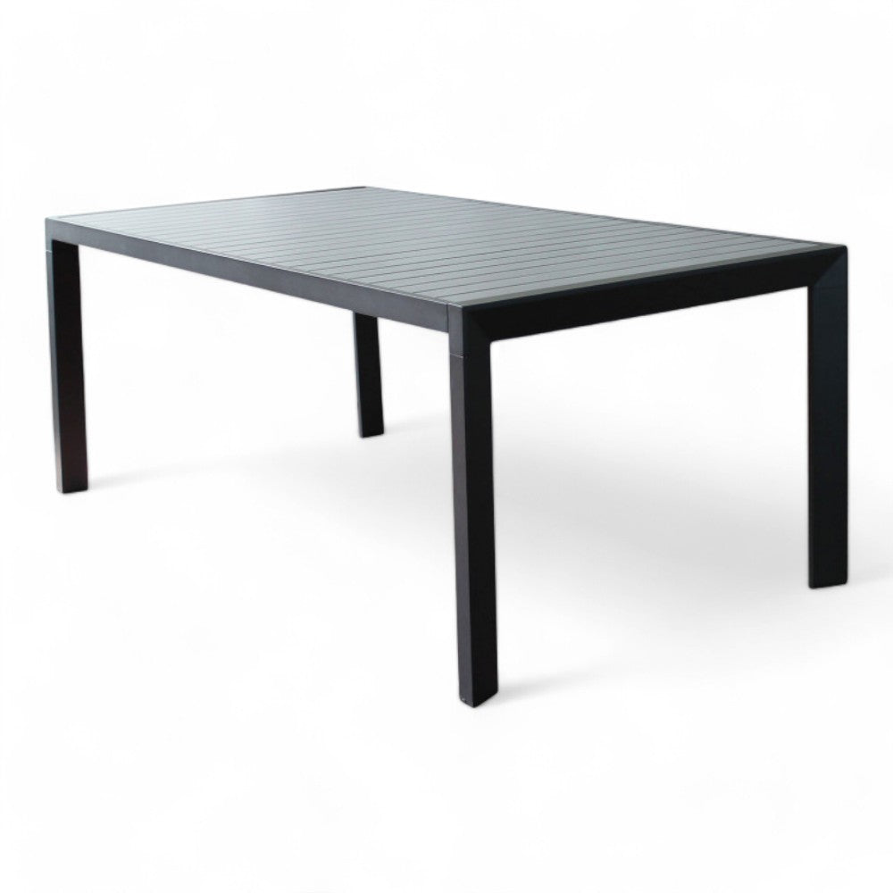 Tavolo allungabile in alluminio antracite effetto legno 190/250x100 cm per esterno design moderno e robusto