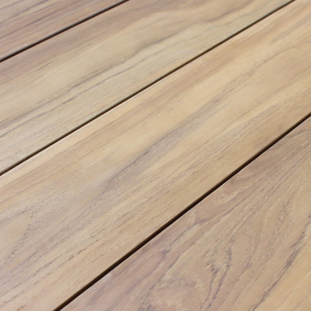 Tavolo allungabile rettangolare con struttura in alluminio e piano in teak  211x100xH75 cm