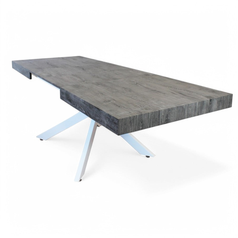 Tavolo allungabile con struttura in metallo antracite effetto legno 90x160/240xH75 cm