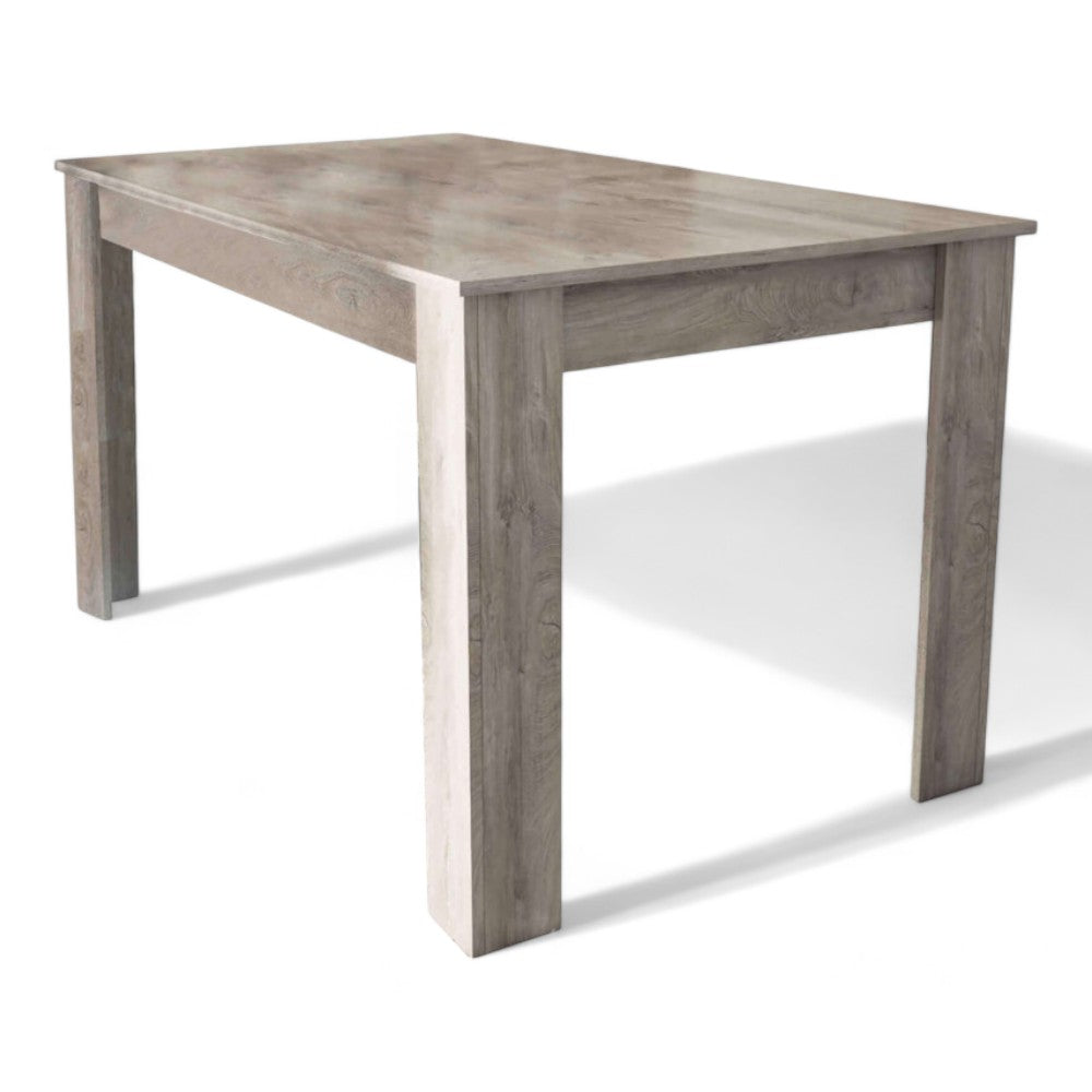 Tavolo da pranzo in truciolare nobilitato melaminico antigraffio bianco e rovere grigio lunghezza fissa 110x75x75 cm