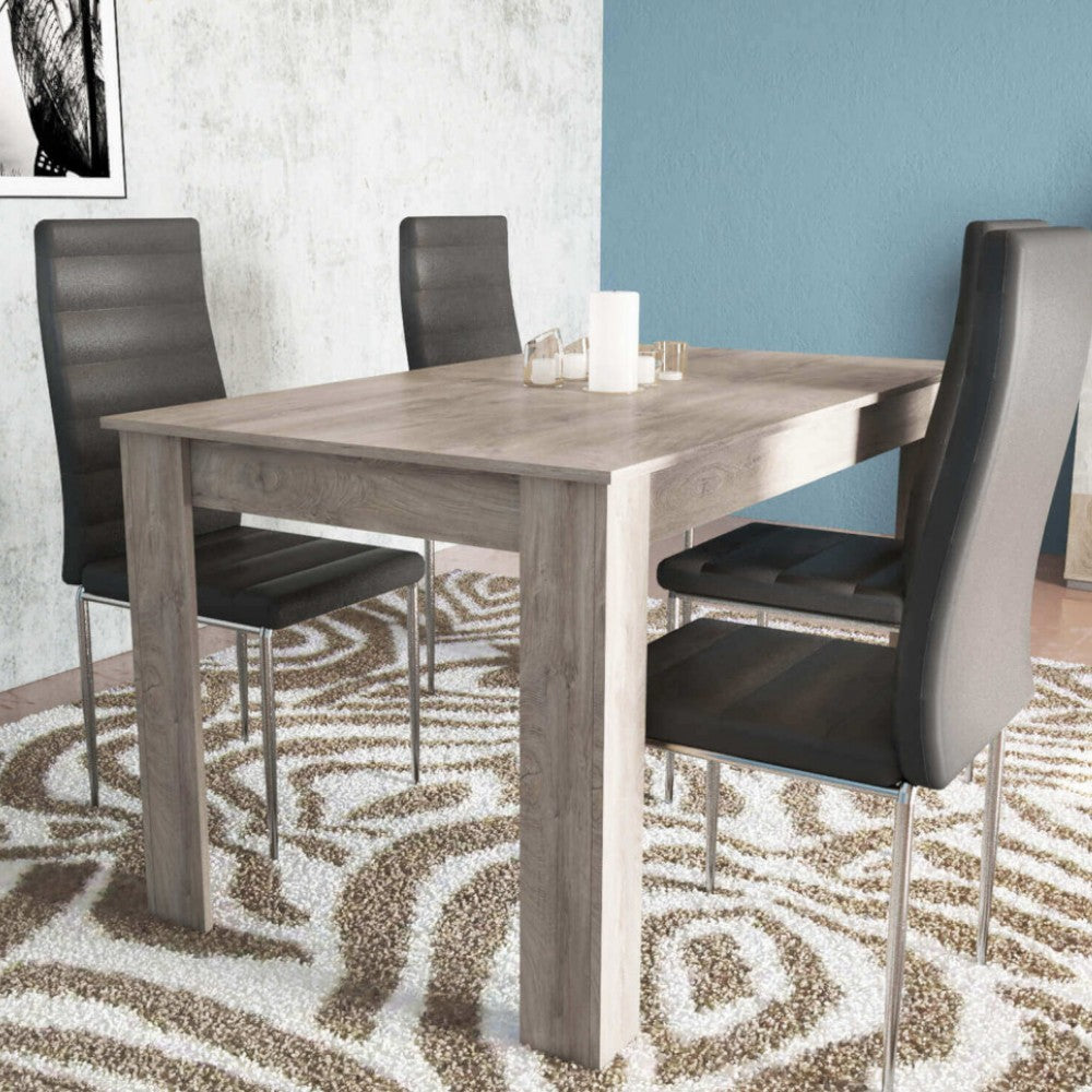 Tavolo da pranzo in truciolare nobilitato melaminico antigraffio bianco e rovere grigio lunghezza fissa 110x75x75 cm