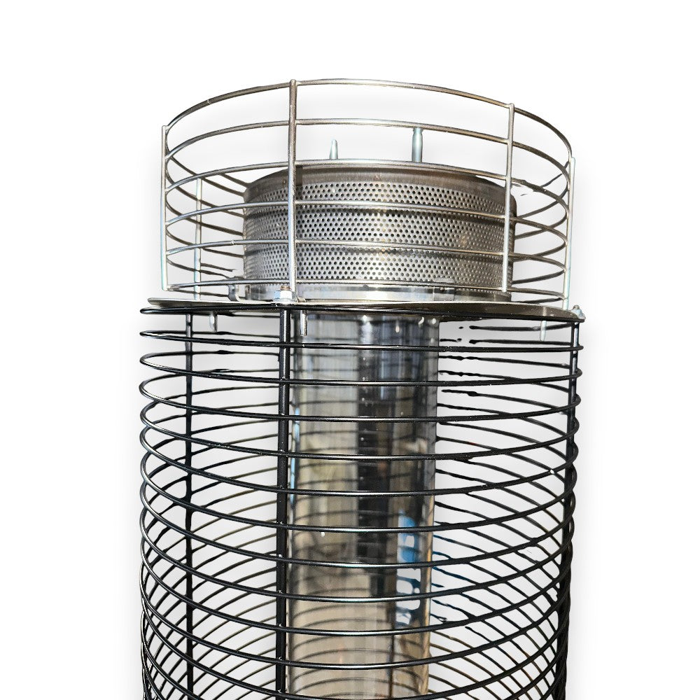 Stufa a gas gpl da esterno patio glass grigia 13Kw con tubo in vetro e accensione ad impulso H180 cm small