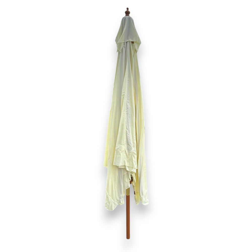 Ombrellone da giardino 3x3 mt con palo in legno e telo bianco crema con bordino 50 mm Garden Deluxe Collection