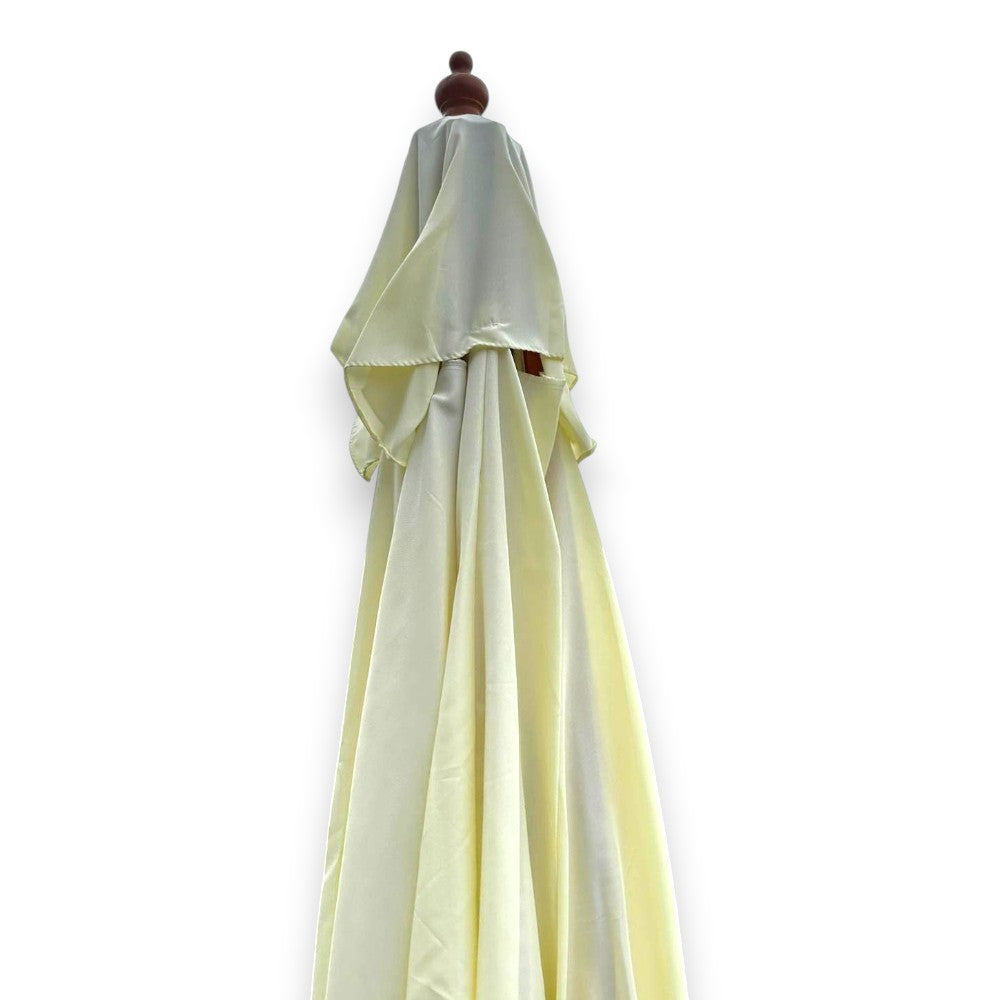Ombrellone da giardino 3x3 mt con palo in legno e telo bianco crema con bordino 50 mm Garden Deluxe Collection