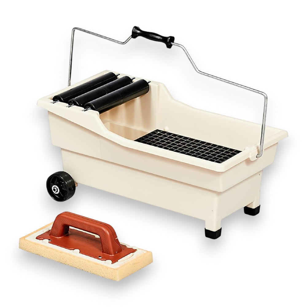 Vaschetta carrello 20 litri kit lavaggio con griglia interna 3 rulli e frattone spugna Pulirapid