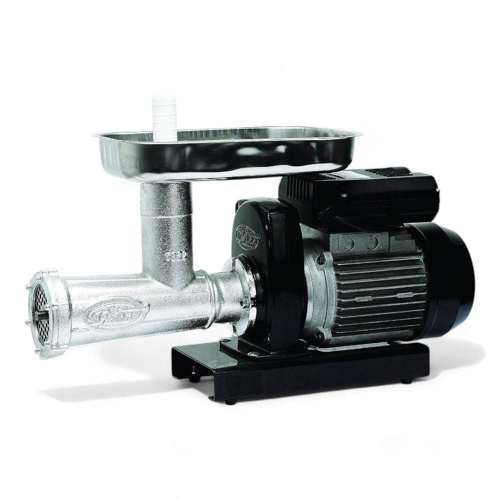 Tritacarne elettrico professionale con motore 600w e corpo in alluminio inox per alimenti con funzione spremipomodoro opzionale