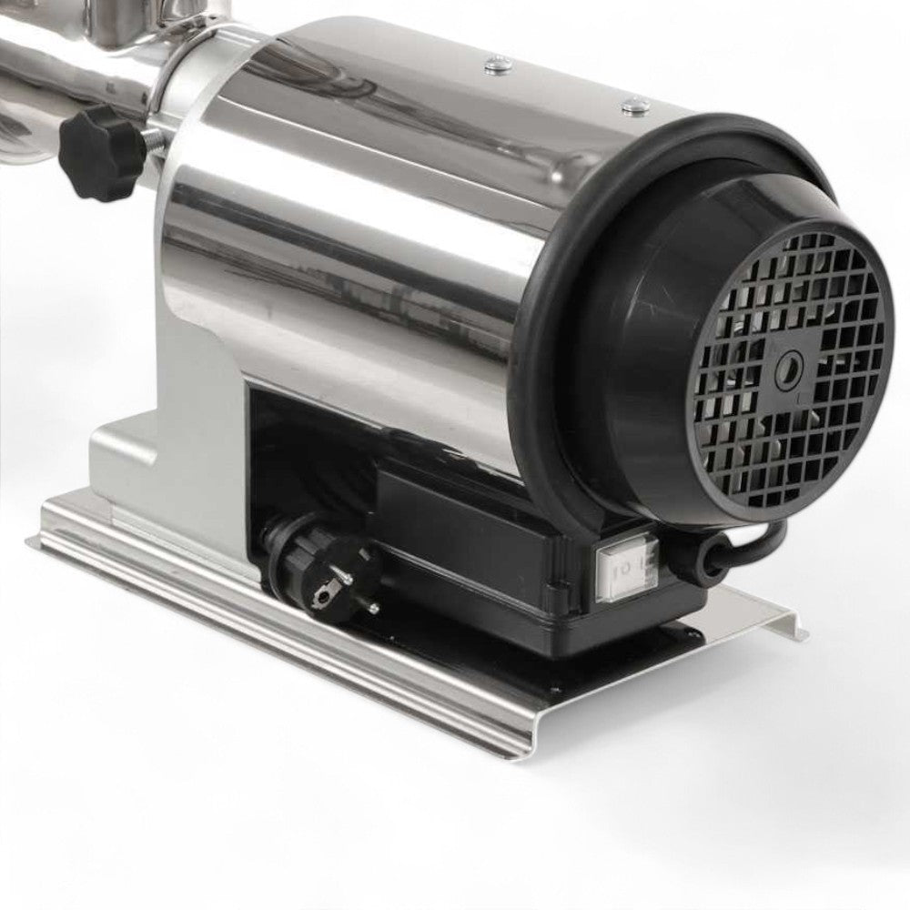 Tritacarne elettrico in acciaio inox uso continuo 600 watt motore asincrono voltaggio 220-240V giri elica 80 r.p.m.