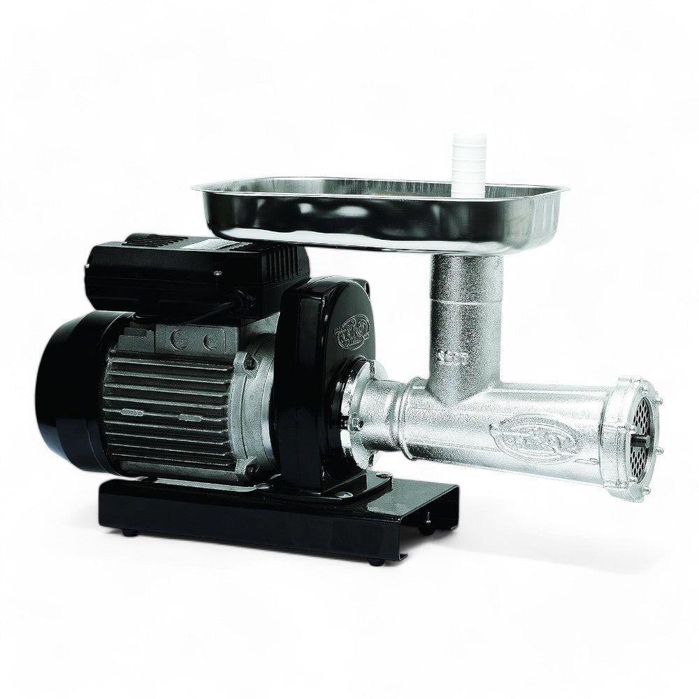 Tritacarne elettrico professionale con motore 600w e corpo in alluminio inox per alimenti con funzione spremipomodoro opzionale