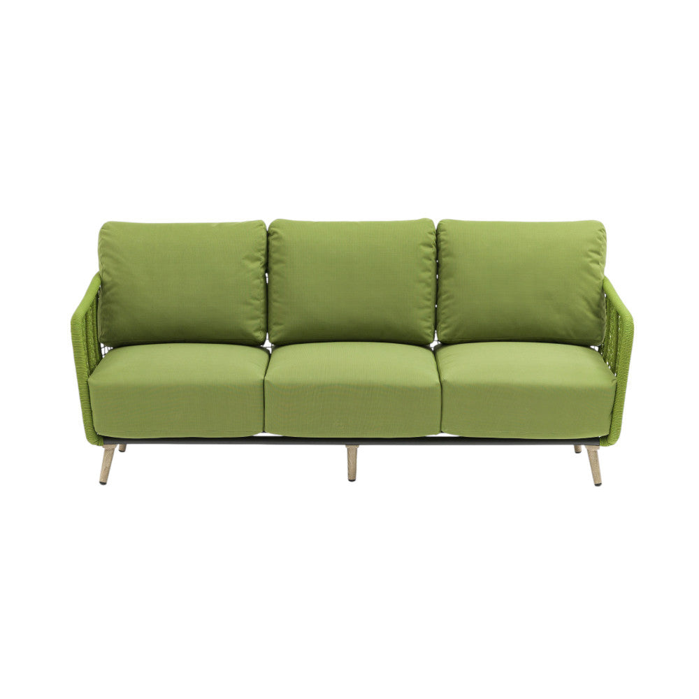 Salotto da giardino struttura in alluminio e rivestimento in corda pvc con cuscini inclusi Nova