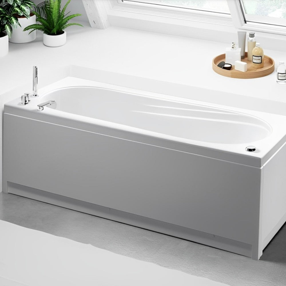 Vasca da bagno rettangolare in acrilico bianco con telaio e pannelli