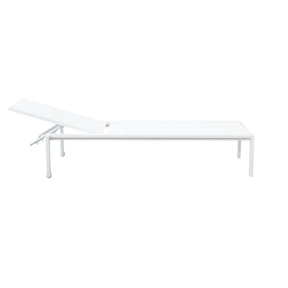 Lettino prendisole bianco impilabile rettangolare con struttura in alluminio 200x75xH39 cm Nefast