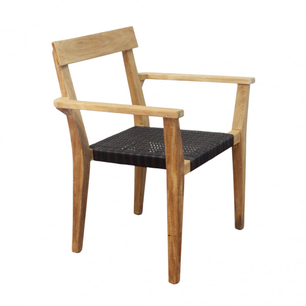 Poltrona impilabile in legno teak e wicher 65x52xH80 cm da esterno Delhi