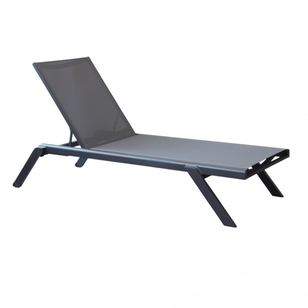 Lettino prendisole da giardino con struttura in alluminio antracite e rivestimento in texilene 198x72xH35.5 cm Solaria