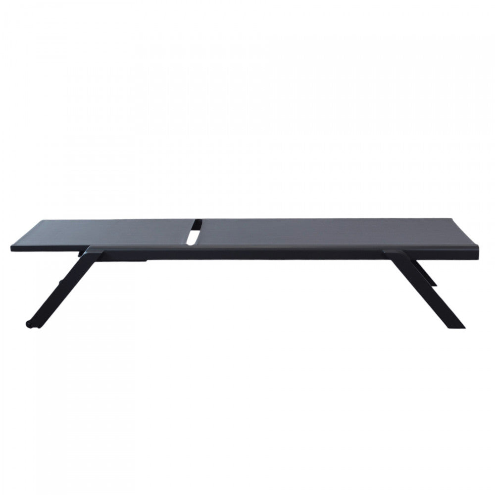 Lettino prendisole da giardino con struttura in alluminio antracite e rivestimento in texilene 198x72xH35.5 cm Solaria