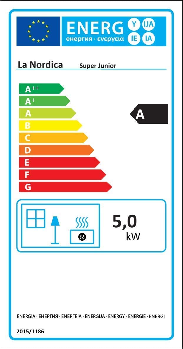 Stufa a legna bruciatutto 5kW potenza color verde Super Junior Nordica