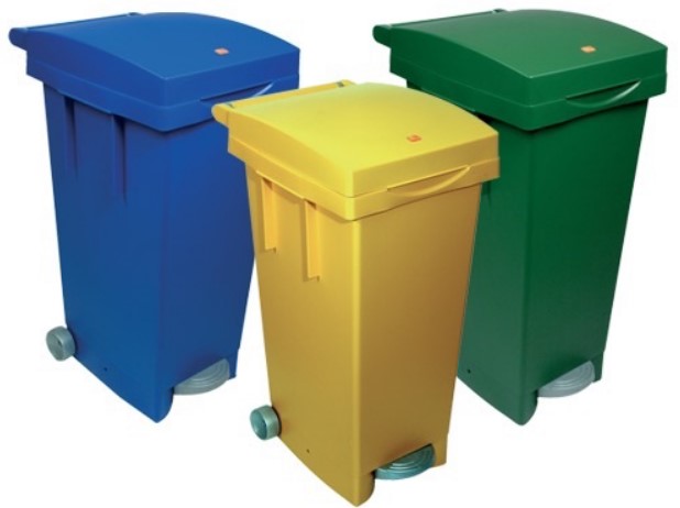 Bidone con ruote e pedale per raccolta differenziata 80Lt Blu ICS
