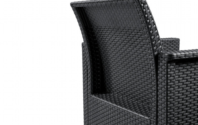 Salotto da giardino in resina effetto rattan tavolo più due poltrone Emma Balcony Keter