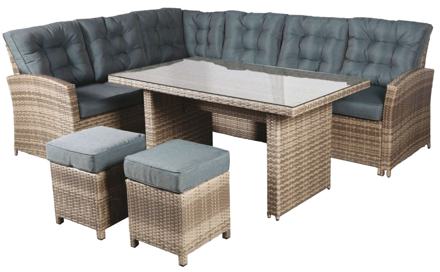 Salotto Set rattan Imperial arredo completo di tavolo divani e Pouff