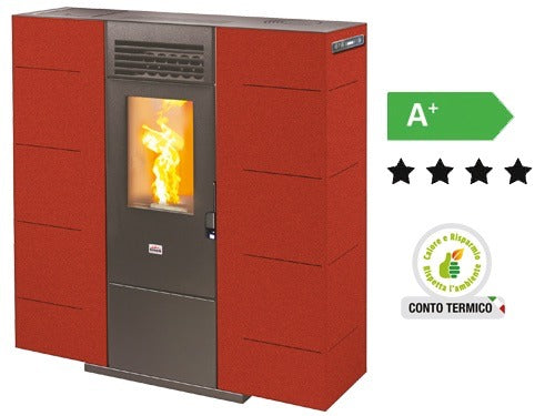 Stufa a pellet 6,15 kW Queen Slim 6 Bordeaux