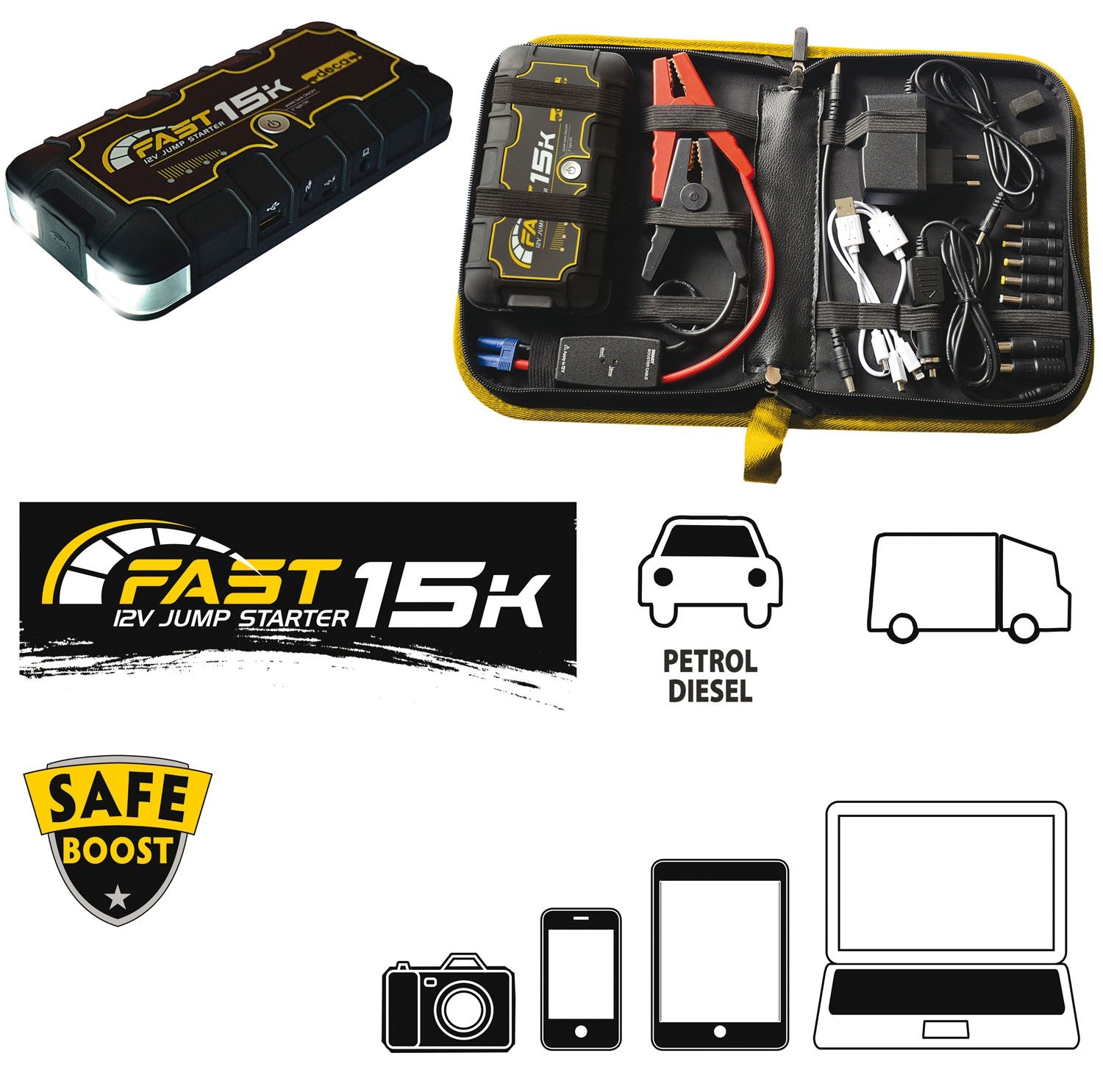 Avviatore D'emergenza e Powerbank portatile con valigetta DECA FAST15K