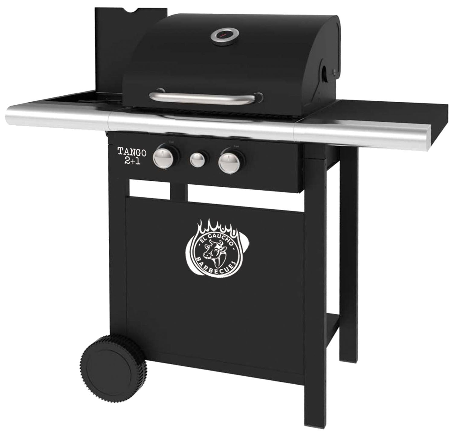Barbecue a gas con pietra lavica e due bruciatori con funzione forno e un fornellone laterale - El Gaucho Tango 2+1