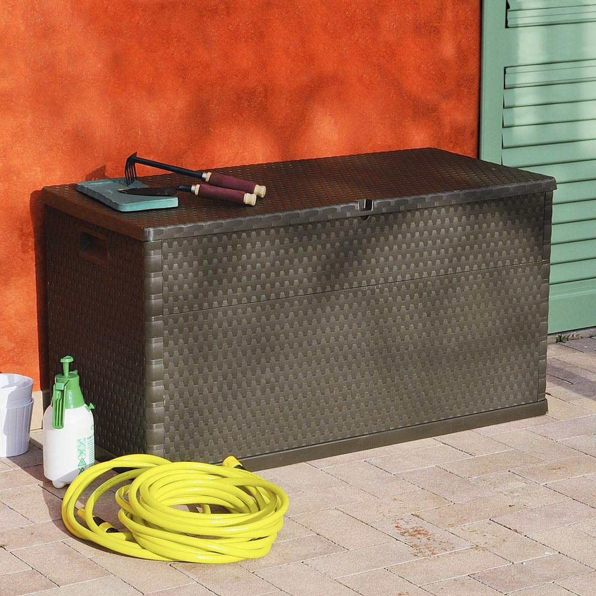 Baule cassapanca multiuso Garden Rattan resina 120x57x63 cm.