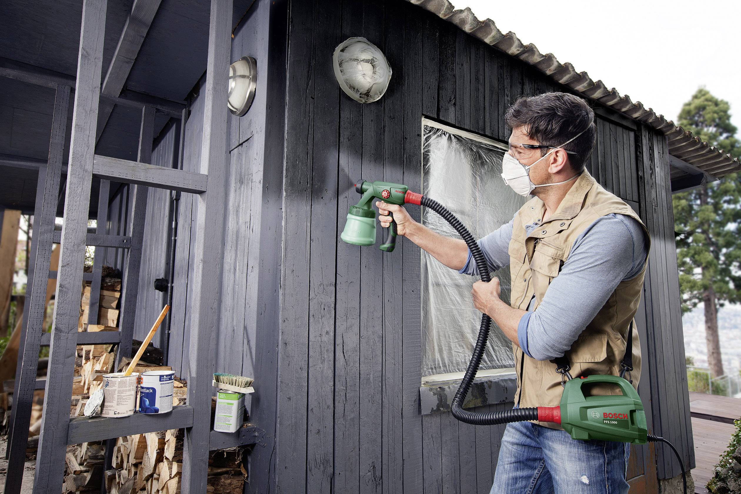 Pistola a spruzzo per verniciatura con serbatoio 800ml 410W BOSCH PFS1000