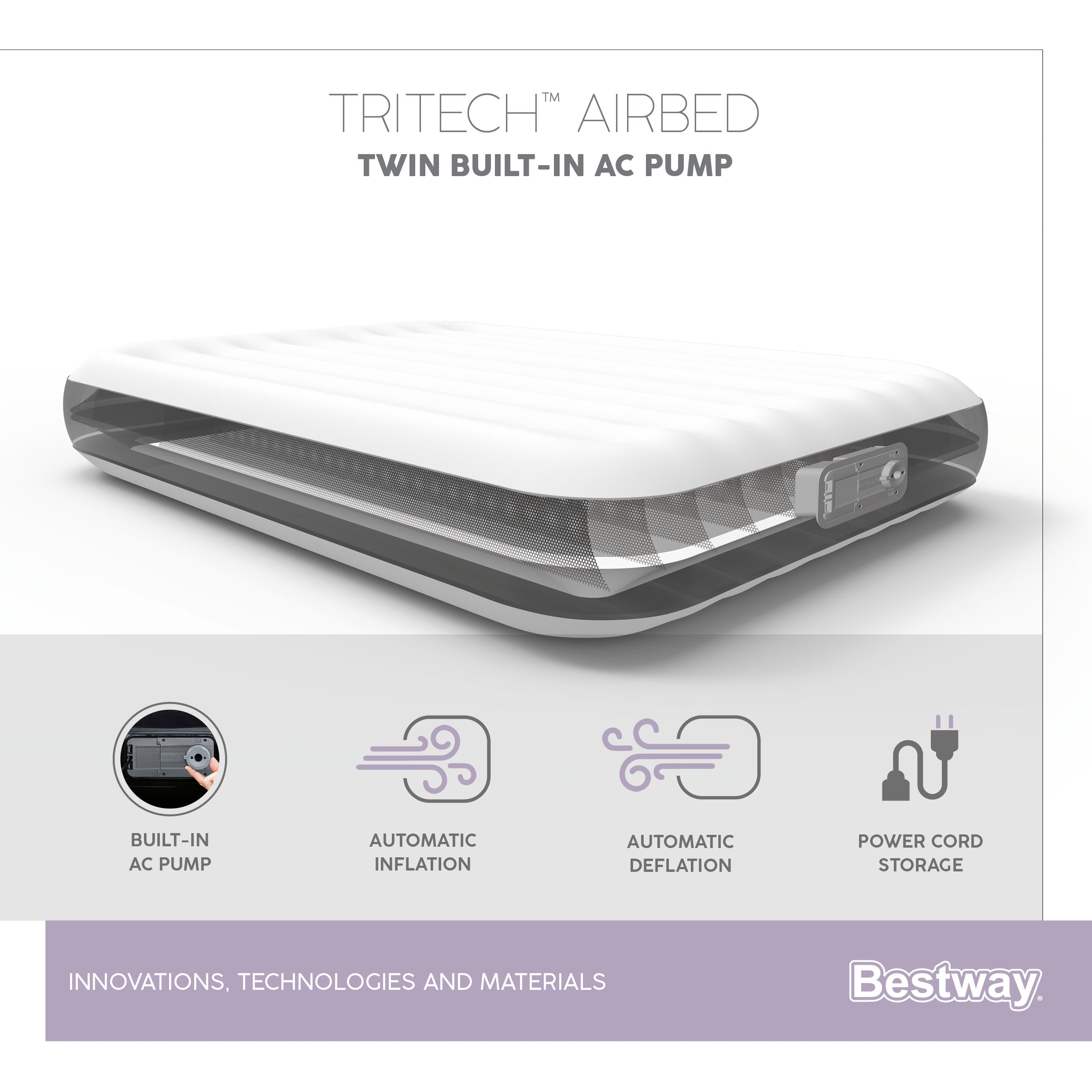 Materasso airbed gonfiabile singolo con pompa elettrica Integrata Bestwa