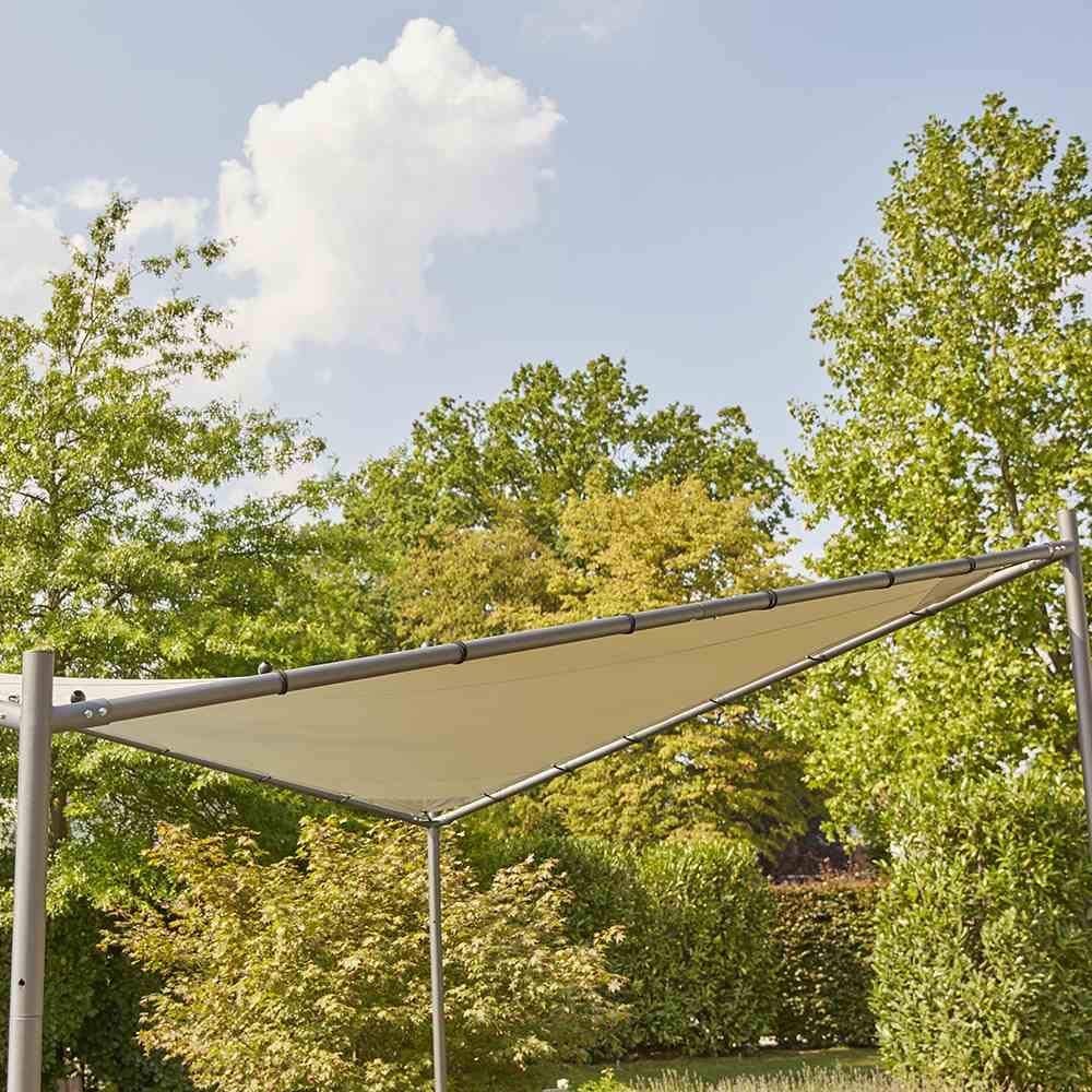 Gazebo 350x350 cm da esterno giardino con struttura in acciaio resistente e copertura irregolare in poliestere Alicante