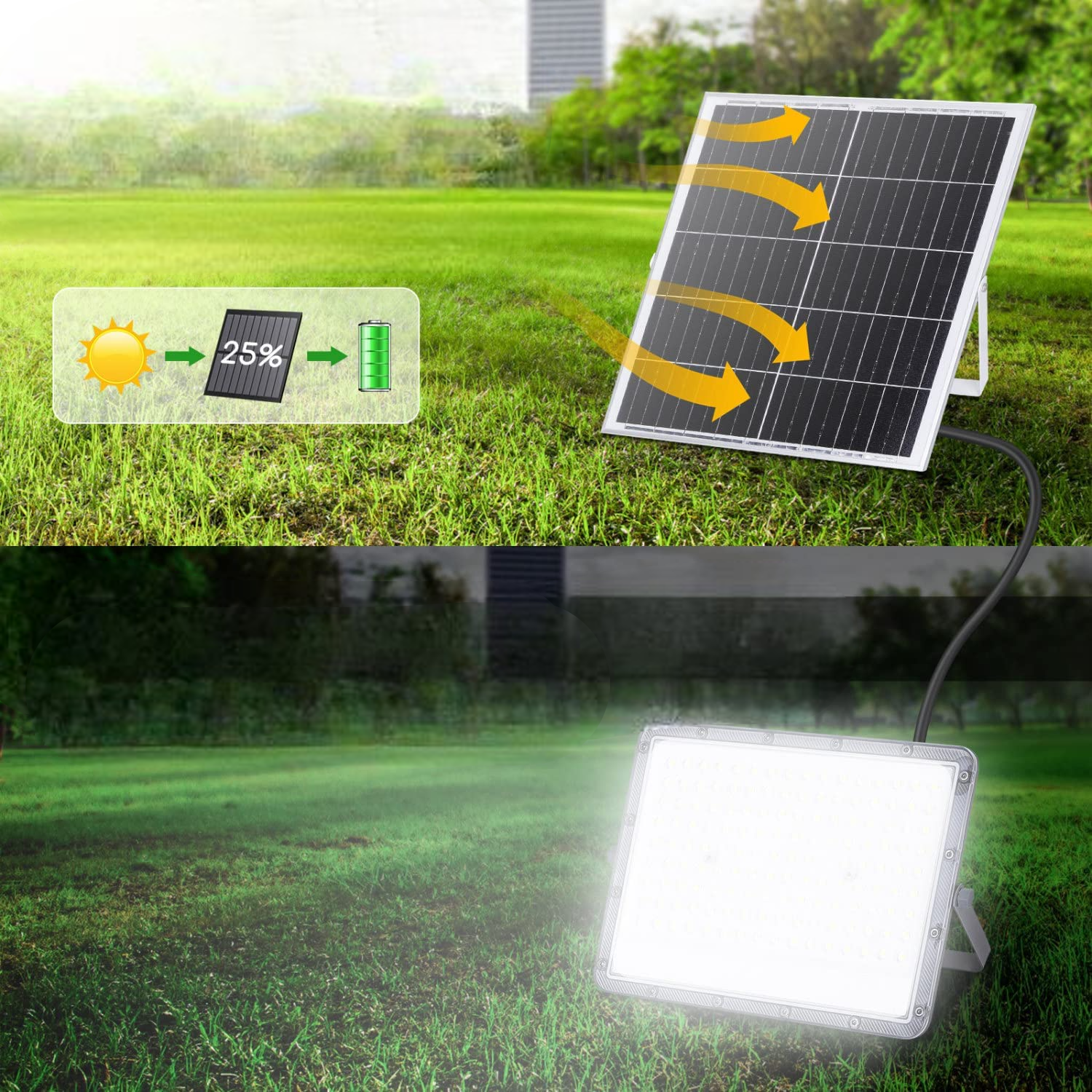 Proiettore led a luce fredda con pannello fotovoltaico a funzione crepuscolare Century Sirio