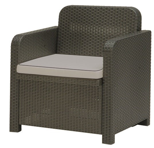 Salotto Set Loa rattan antracite 2 poltrone e tavolino da esterno giardino