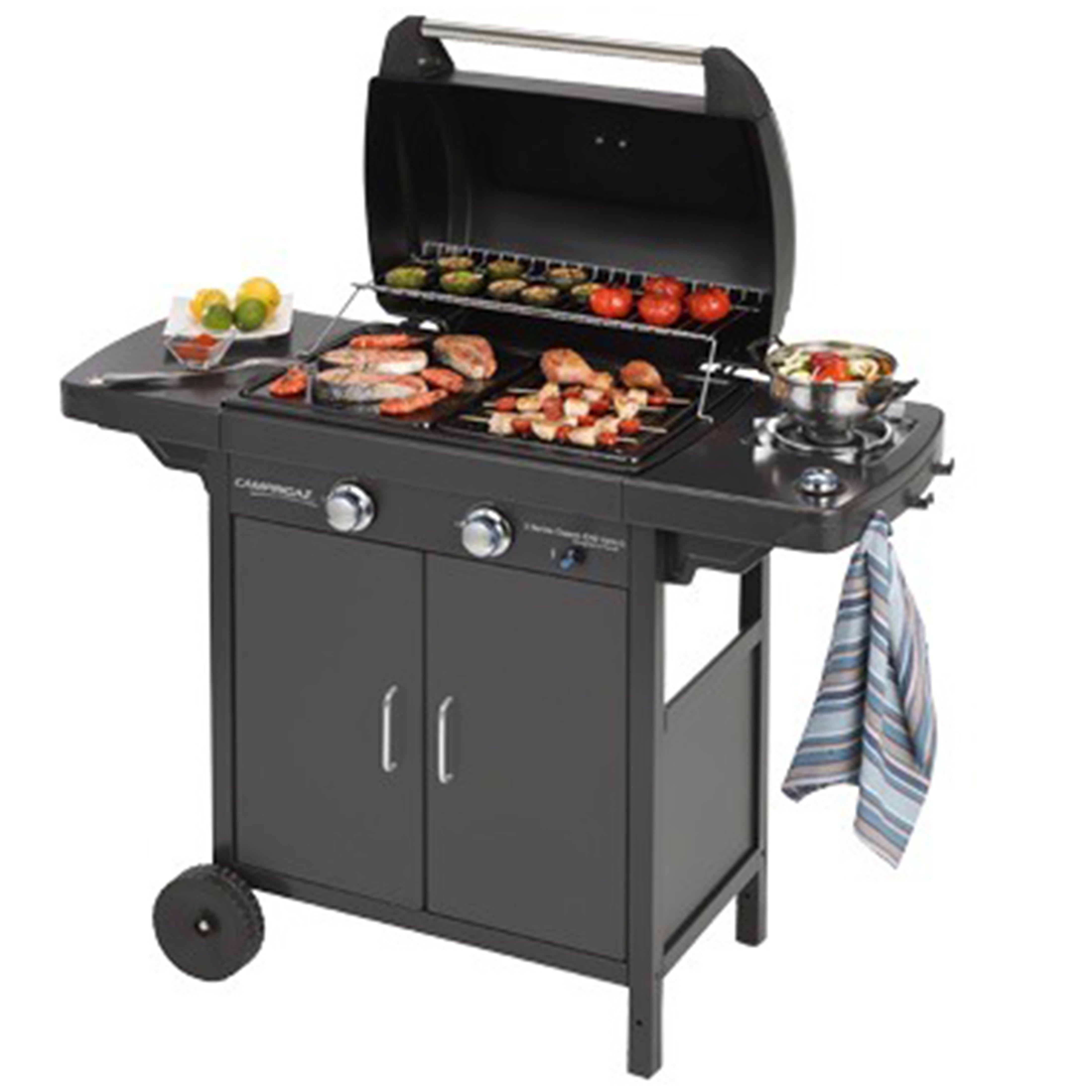 Barbecue a gas piano cottura in ghisa e fornello laterale Campingaz 2 Se