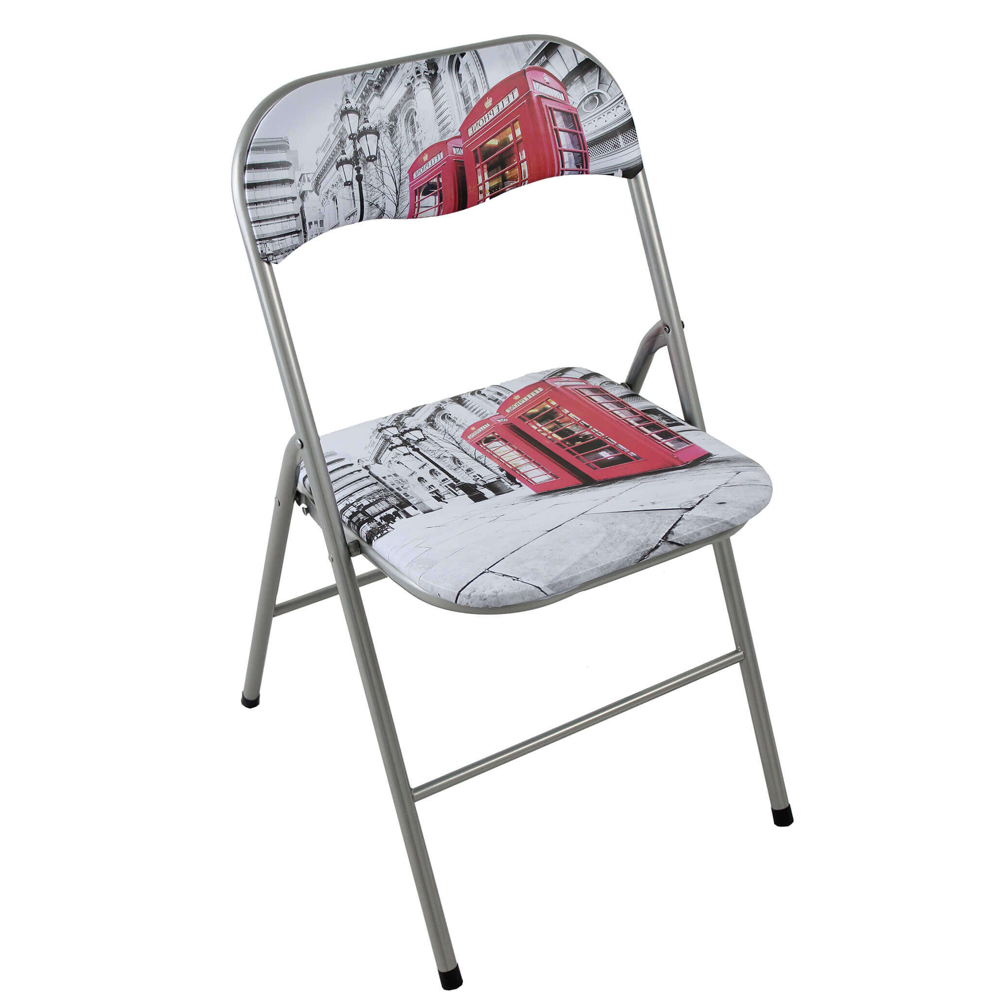 Sedia pieghevole da interno in acciaio con seduta e schienale in PVC imbottito Closy