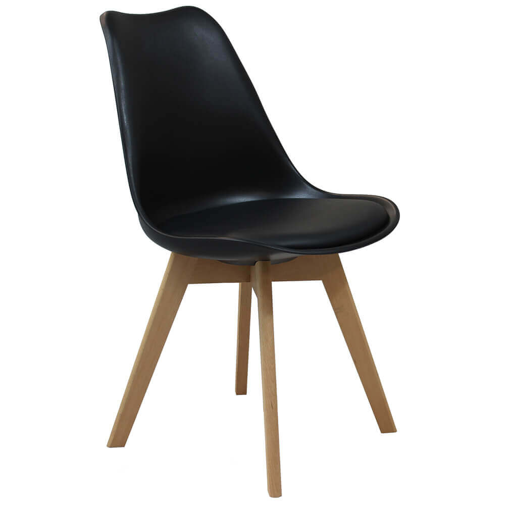 Sedia da interno in legno e materiale plastico con seduta imbottita Gary