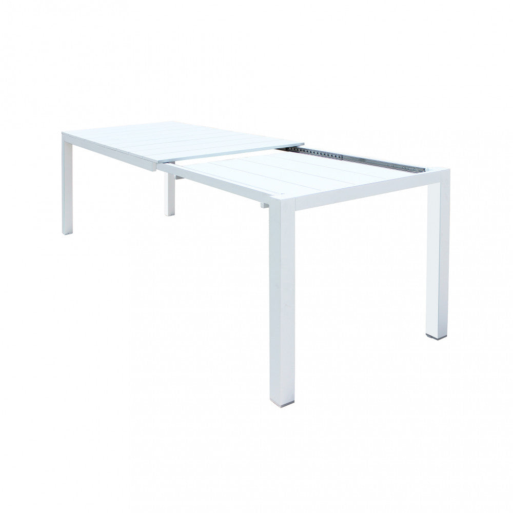 Tavolo da esterno allungabile 149/215 cm in alluminio con piedi regolabili e piano a doghe TEODOSIO
