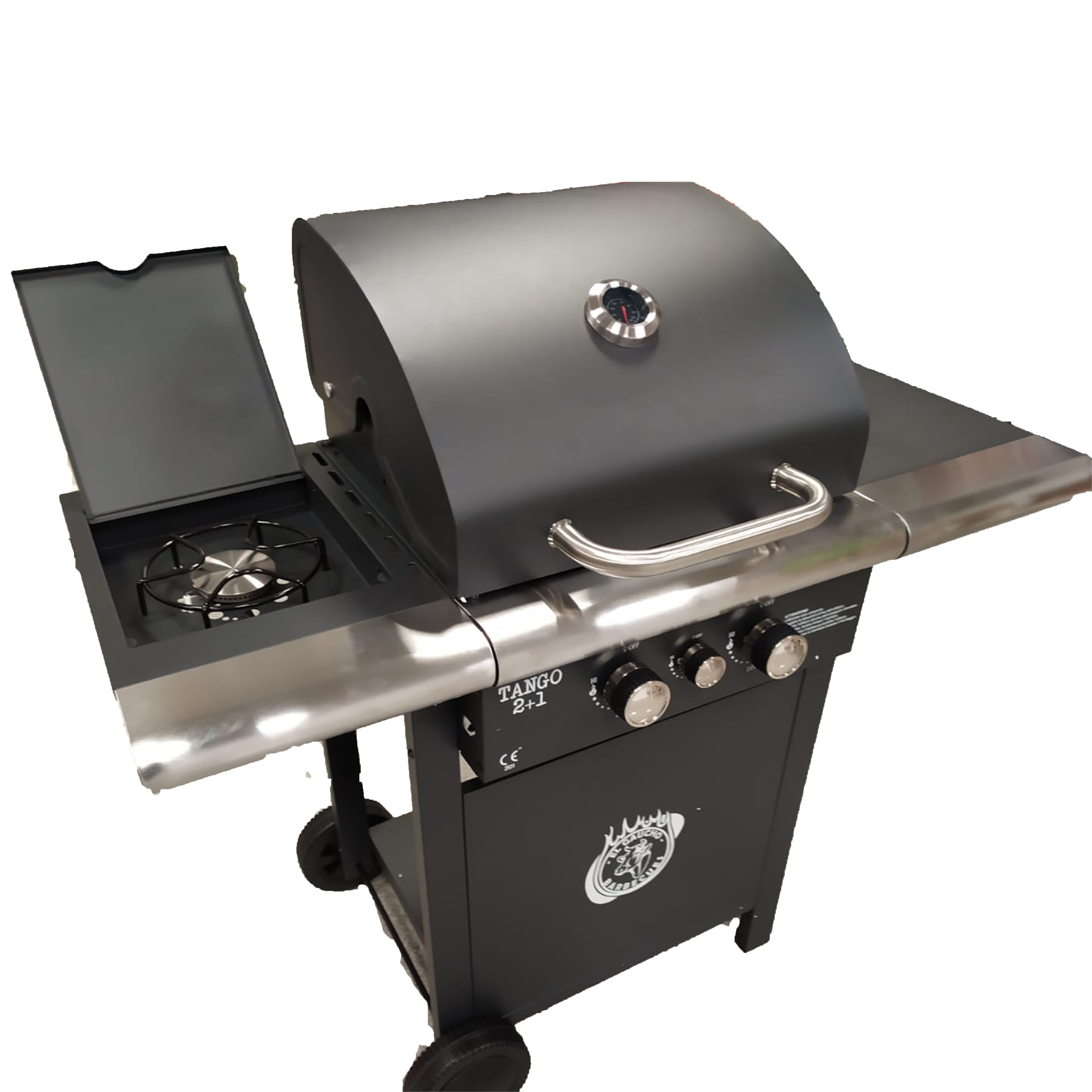 Barbecue a gas con pietra lavica e due bruciatori con funzione forno e u