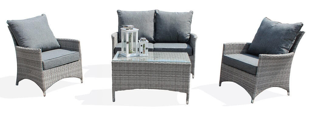 Salotto per esterno in wicker completo con cuscini BOLIVIA