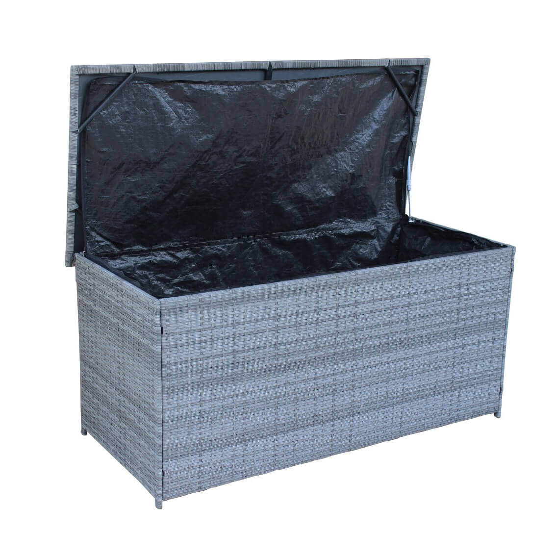 Baule cassapanca da esterno in Rattan intrecciato colore grigio chiaro P