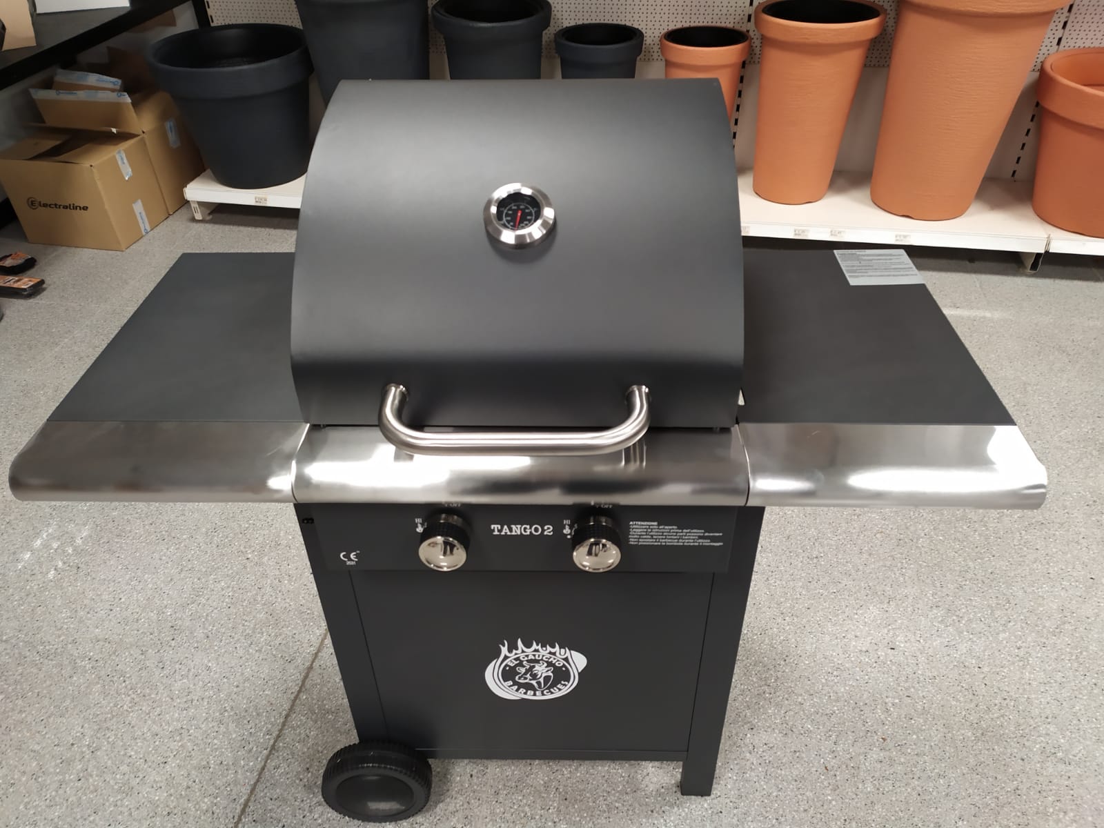 Barbecue a gas con pietra lavica e due bruciatori con funzione forno e u