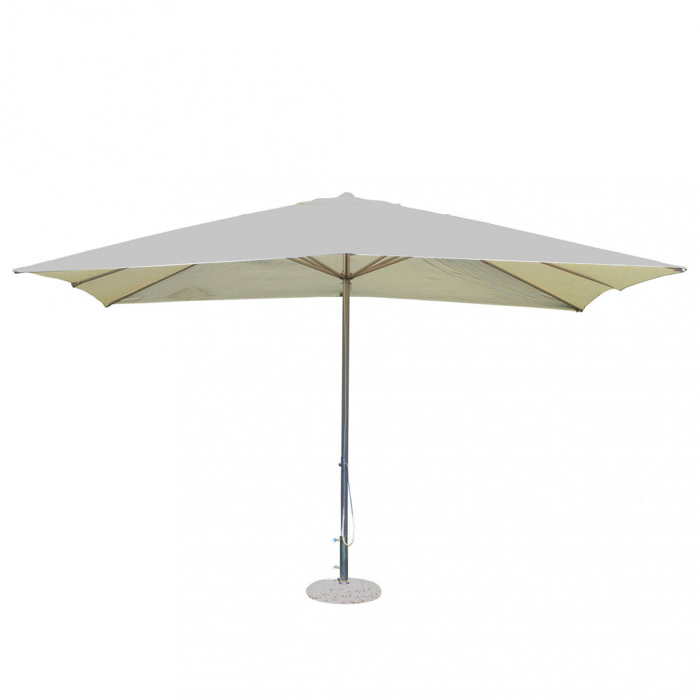 Ombrellone 3x4 mt da giardino a palo centrale con struttura in alluminio tortora e telo beige in poliestere impermeabile Williams