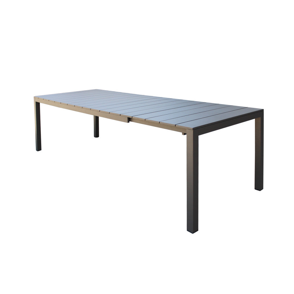 Tavolo estensibile da giardino con struttura in alluminio e piano effetto doghe Spenser