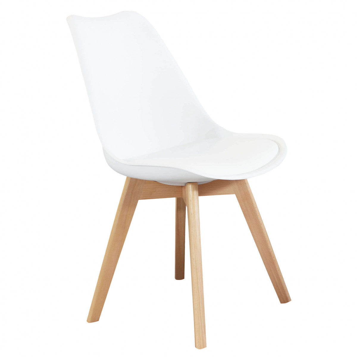 Sedia da interno in legno e materiale plastico con seduta imbottita Gary