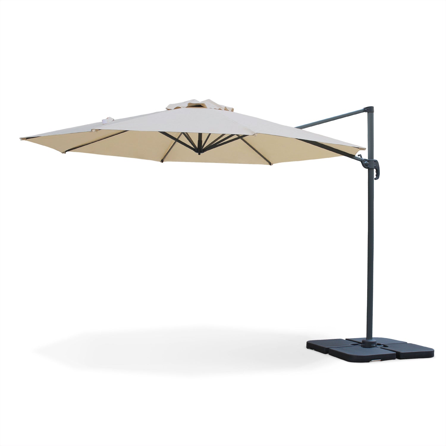 Ombrellone a braccio laterale 350 cm inclinabile struttura in alluminio - Premium Beige
