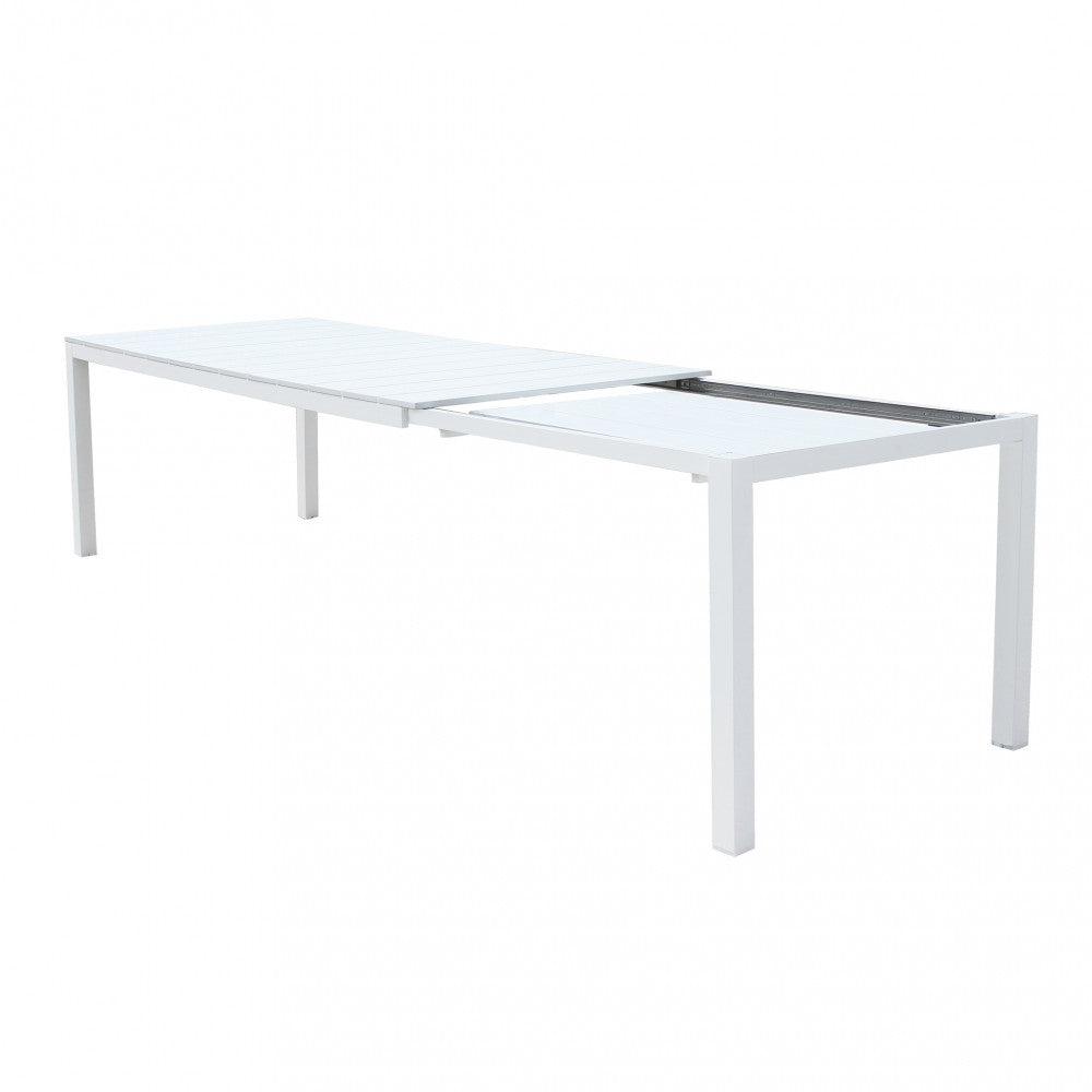 Tavolo estensibile da giardino con struttura in alluminio e piano effetto doghe Spenser