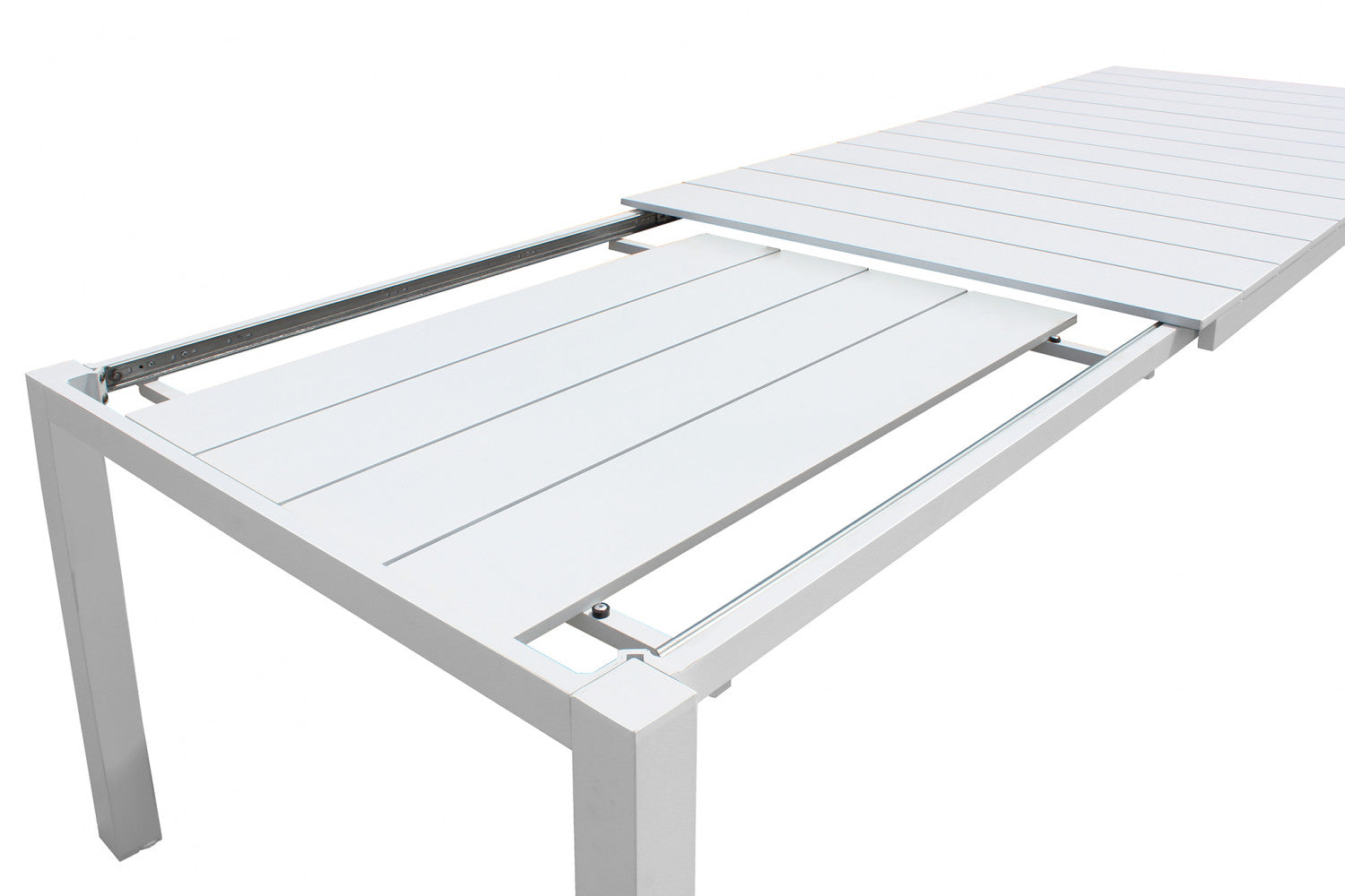 Tavolo estensibile da giardino con struttura in alluminio e piano effetto doghe Spenser